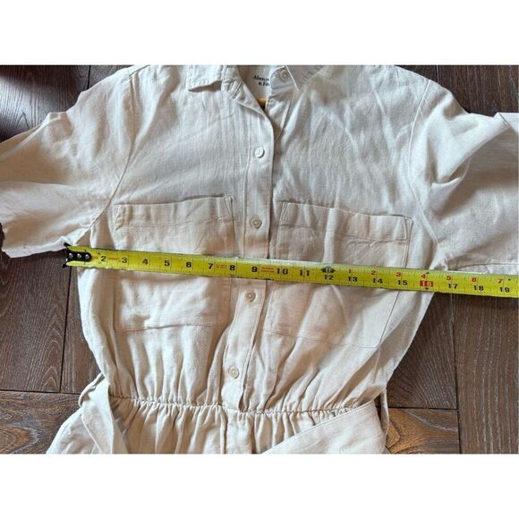 NWOT Abercrombie & Fitch Beige Linen Utility Linen Blend Romper Playsuit in Ston - Picture 11 of 12